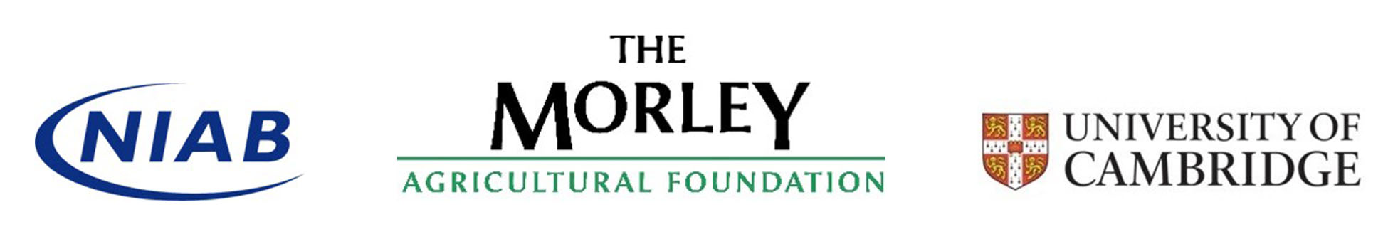 Logos for NIAB, Morley Foundation and Cambridge University