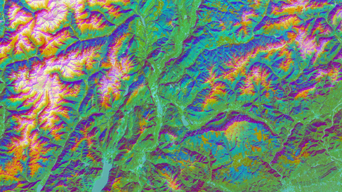 Tessera embeddings over the mountainous region of Trentino, Italy. Credit: James Ball / Tessera, University of Cambridge.