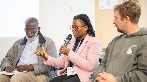 Dr Pearl Abu speaks at the Breeders Panel at the International Partnerships Event held in Cambridge in 2025. Credit: University of Cambridge.