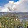 Aerial view of a forest fire in Colorado, USA