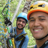 Sarab Sethi and colleague in the forest canopy