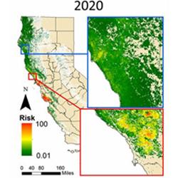 dot graph of California USA