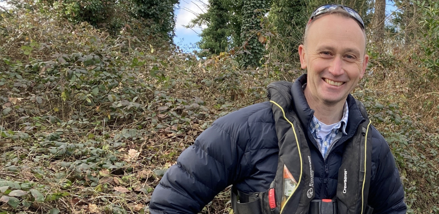 Robert Bradburne during invertebrate monitoring in a stream near Exeter with the local team