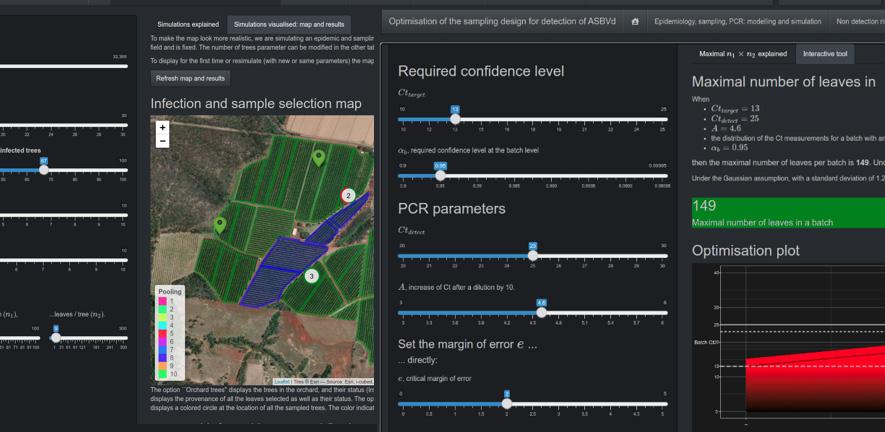 Screenshot of the app screen that enables Avocado farmers to find the most efficient sampling method for their orchard